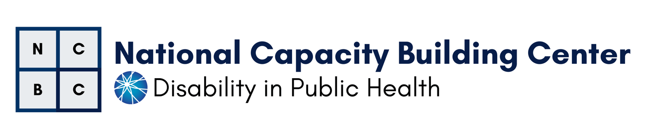 National Capacity Building Center logo with a blue square grid containing letters N, C, B, and C, alongside a globe icon and the text “Disability in Public Health.”